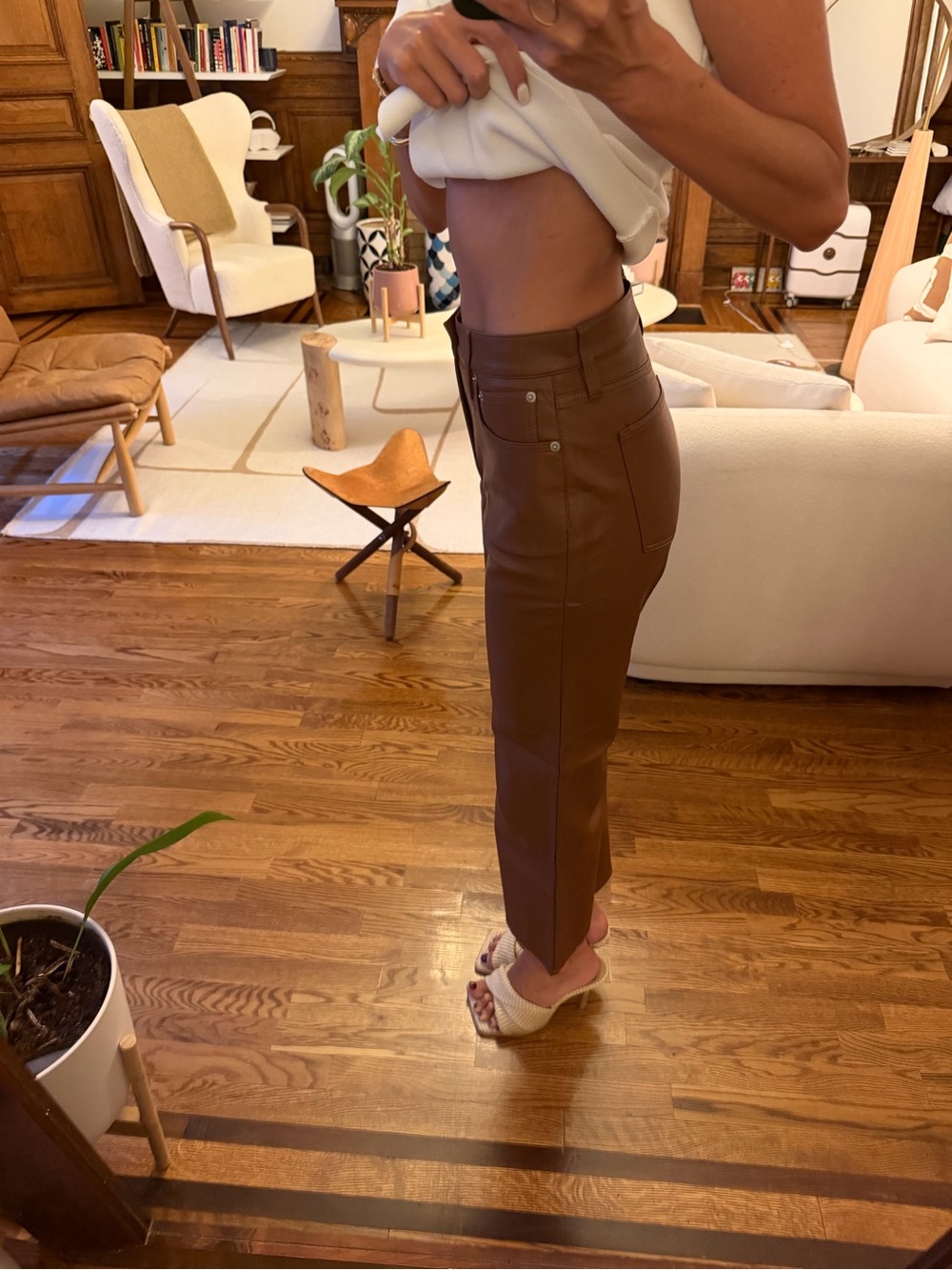 J. Crew Brown Faux Leather trousers wide leg - Size 27US